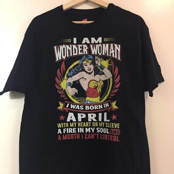 Wonder Woman I Was Born in April T-shirt size 2XL - Picture 1 of 1